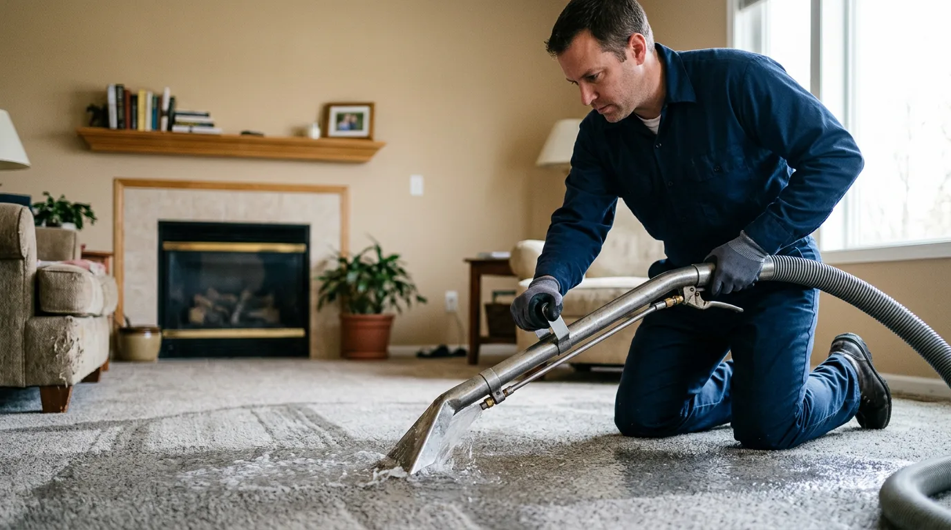 Water damage restoration technician working near Attalla, AL